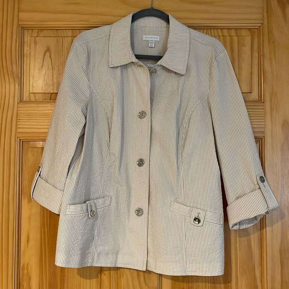 Charter Club Seersucker Jacket - Sz XL - EUC